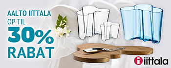 Op til 30% rabat på Aalto serveringsbakker, fyrfadsstager, vaser og skåle fra Iittala!