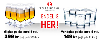 30% rabat på pakke med 6 ølglas & vandglas fra Rosendahl!