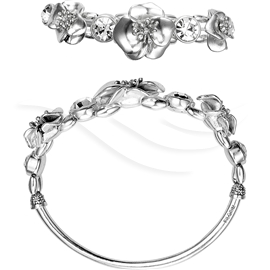 Silver Plated Crystal Flower Bracelet