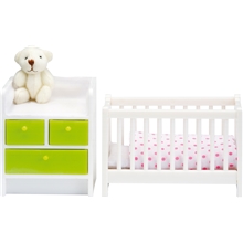 Lundby Småland Tremmeseng og Puslebord
