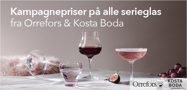 Kampagnepriser på glasserier fra Orrefors & Kosta Boda!
