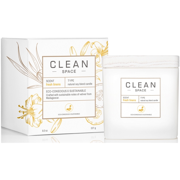 Clean Space Fresh Linens Scented Candle (Billede 2 af 3)