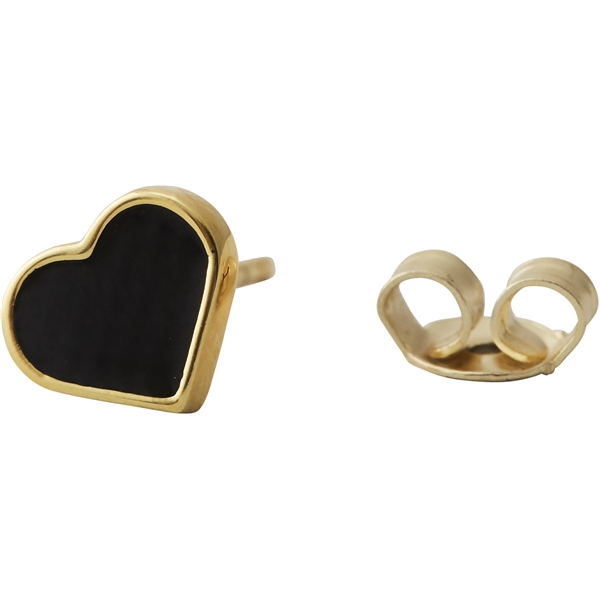 Design Letters Earring Stud Enamel Heart Gold (Billede 1 af 2)