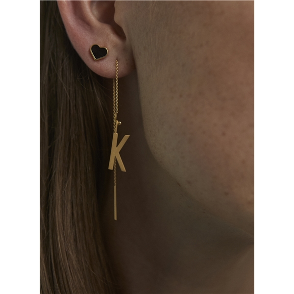 Design Letters Earring Stud Enamel Heart Gold (Billede 2 af 2)