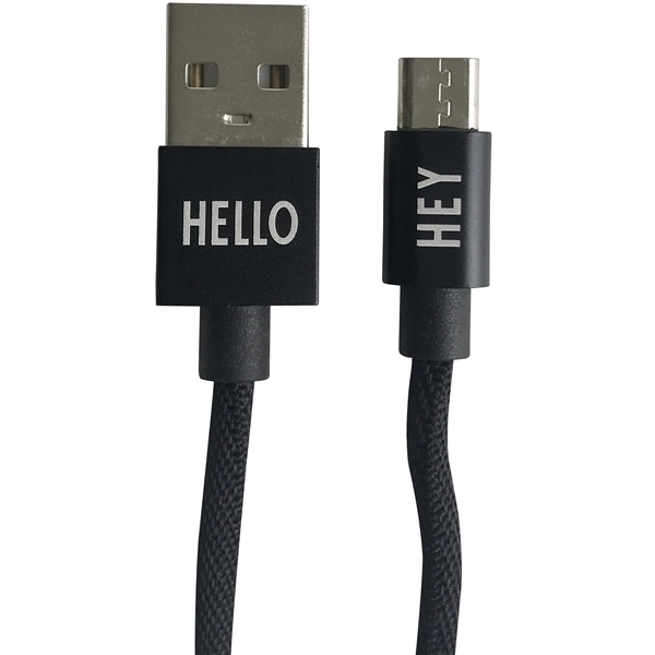 Design Letters Micro USB Cable 1 M Black (Billede 1 af 2)