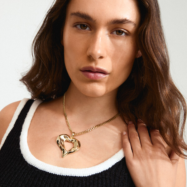 11251-2011 TIDE Heart Necklace Gold Plated (Billede 3 af 4)