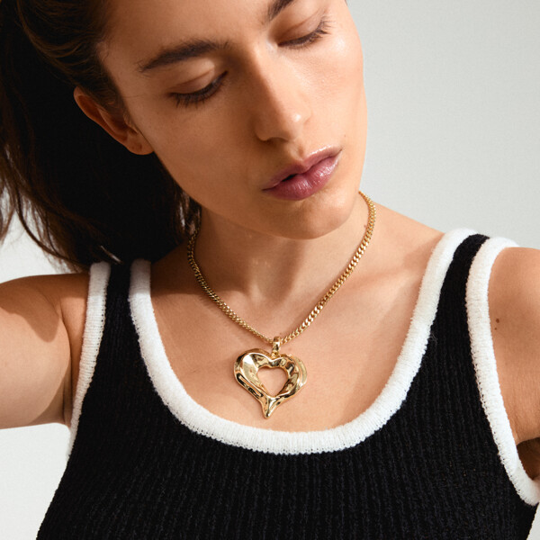 11251-2011 TIDE Heart Necklace Gold Plated (Billede 4 af 4)