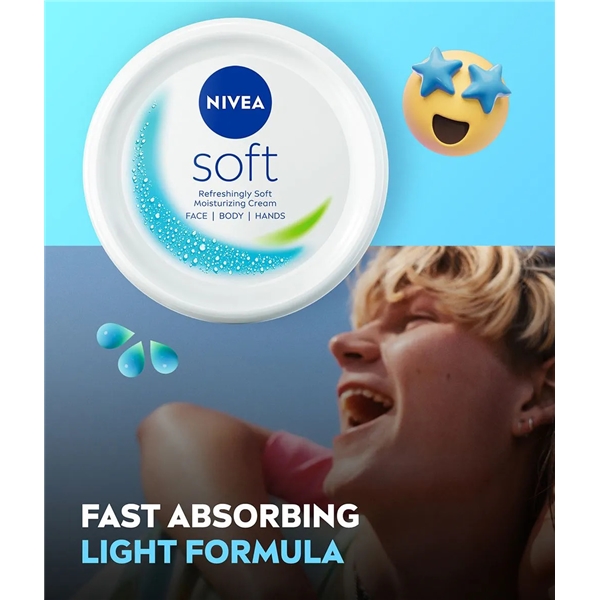 Nivea Soft Moisturizing Cream - Face Body Hand (Billede 4 af 5)