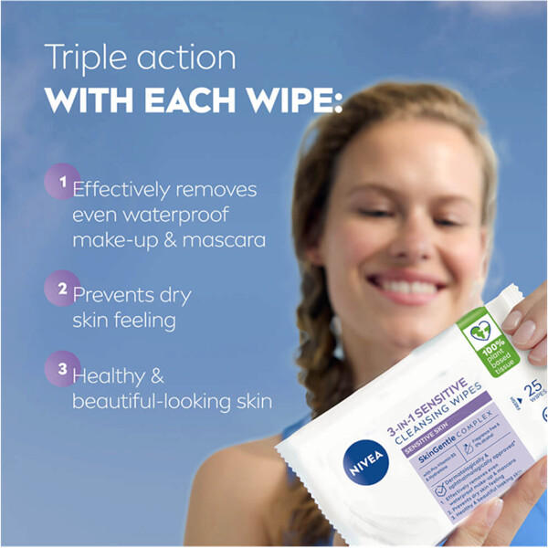 Nivea 3 in 1 Sensitive Cleansing Wipes (Billede 3 af 6)