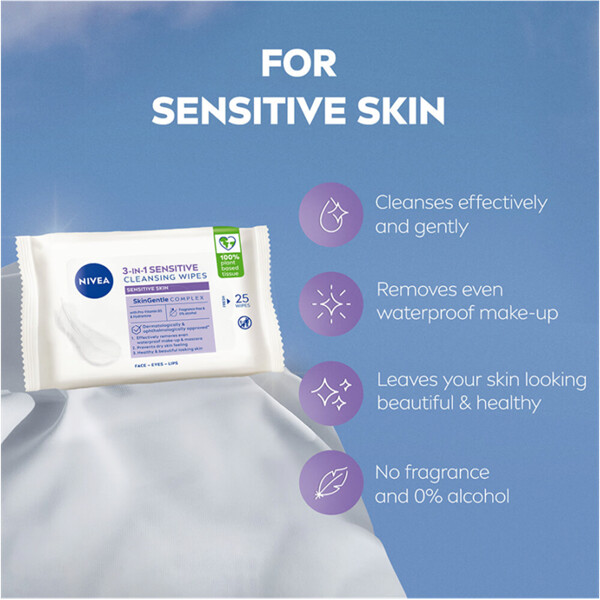 Nivea 3 in 1 Sensitive Cleansing Wipes (Billede 6 af 6)