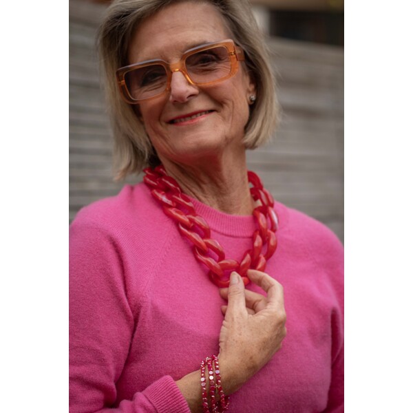 84511-12 Chunky Necklace Red (Billede 4 af 4)