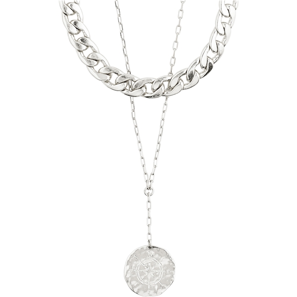10211-6001 Compass Double Silver Plated Necklace (Billede 2 af 4)