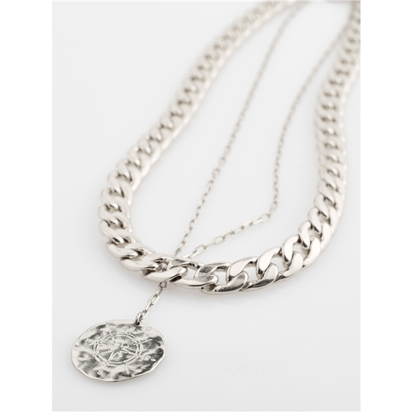 10211-6001 Compass Double Silver Plated Necklace (Billede 4 af 4)