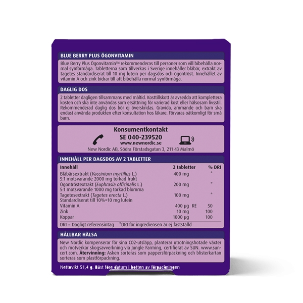 New Nordic Blue Berry Plus Ögonvitamin (Billede 2 af 2)