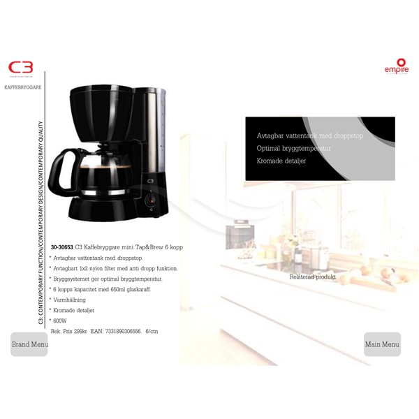 C3 Kaffemaskine Tap - Brew 10 kopper (Billede 3 af 3)
