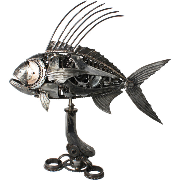 Metalskulptur Rooster Fish (Billede 1 af 2)