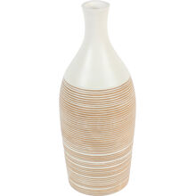 Stribet flaskeformet vase i træ