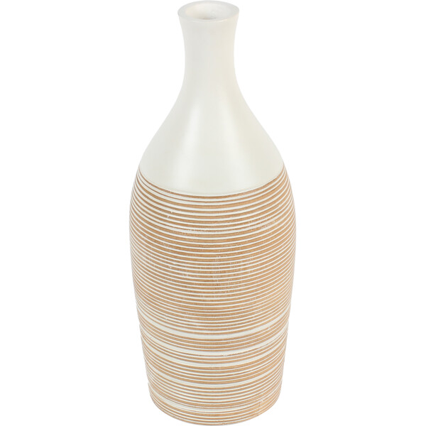 Stribet flaskeformet vase i træ