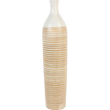 63 cm - Stribet flaskeformet vase i træ