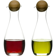 Olie/eddikeflaske i mundblæst glas med prop