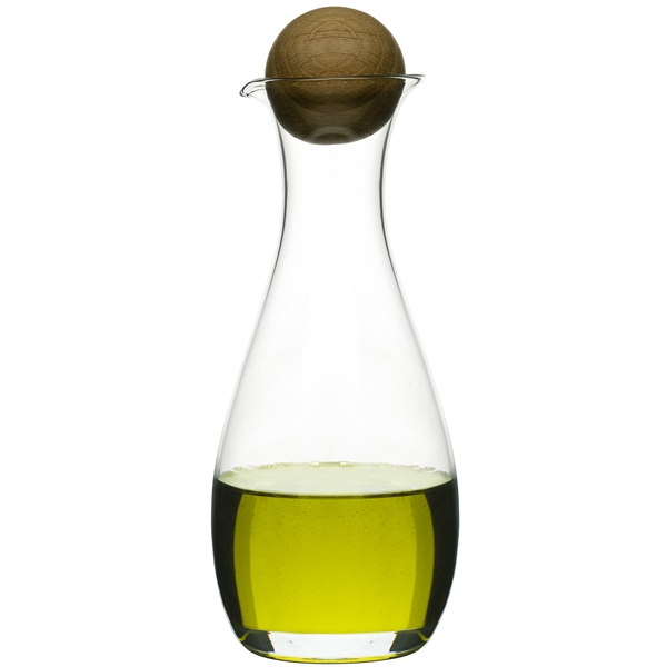 Olie/eddikeflaske i mundblæst glas med prop (Billede 3 af 5)