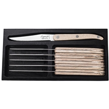 1 set - Grillknive Laguiole Oak Wood Takket Pakke 6 stk.