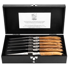 Grillknive Laguiole Olive Wood Glat Pakke 6 stk.