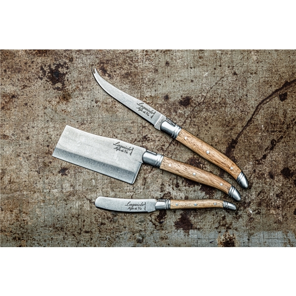 Osteknive Laguiole Oak Wood Stonewash Pakke (Billede 2 af 7)