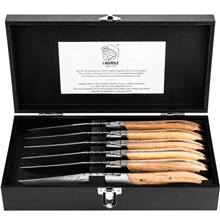 1 set - Grillknive Laguiole Oak Wood Stonewash Pakke