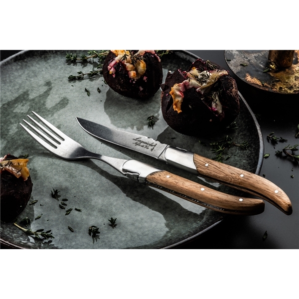 Grillgafler Laguiole Oak Wood Stonewash Pakke (Billede 2 af 5)