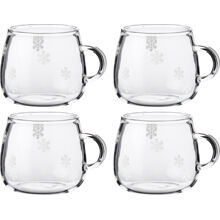Fager Glas krus med hank snefnug 4-pak