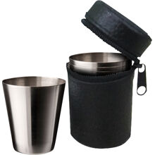 1 set - Benny Snapsmugg 4-pak i læderetui