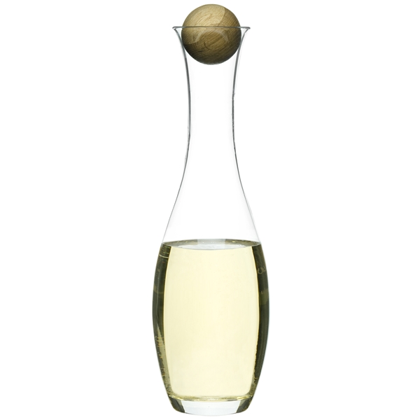 Vin/vandkaraffel i mundblæst glas med egetræsprop (Billede 2 af 3)