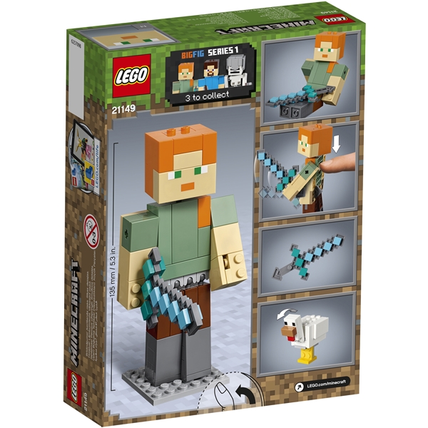 21149 LEGO Minecraft Stor Alex-figur med Høne (Billede 2 af 3)