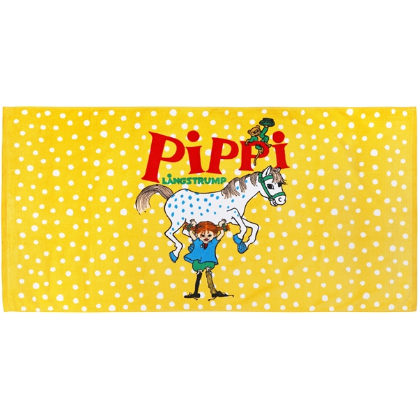 Pippi Langstrømpe Stærkest Badehåndklæde Gul (Billede 1 af 4)