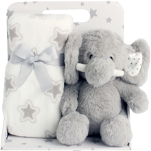 Fleece tæppe & Plysdyr Grå Elefant