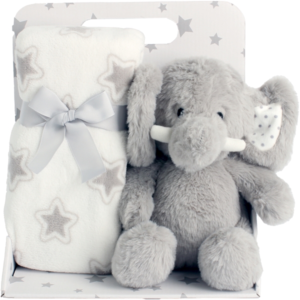 Fleece tæppe & Plysdyr Grå Elefant