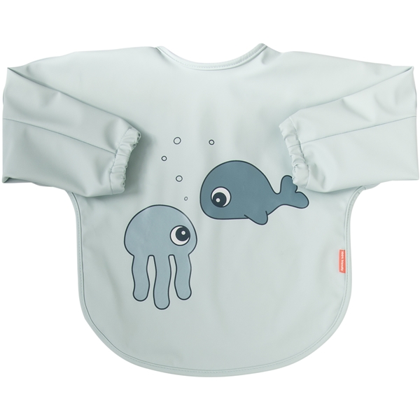 Done By Deer Sleeved Bib Sea Friends Blue (Billede 1 af 2)
