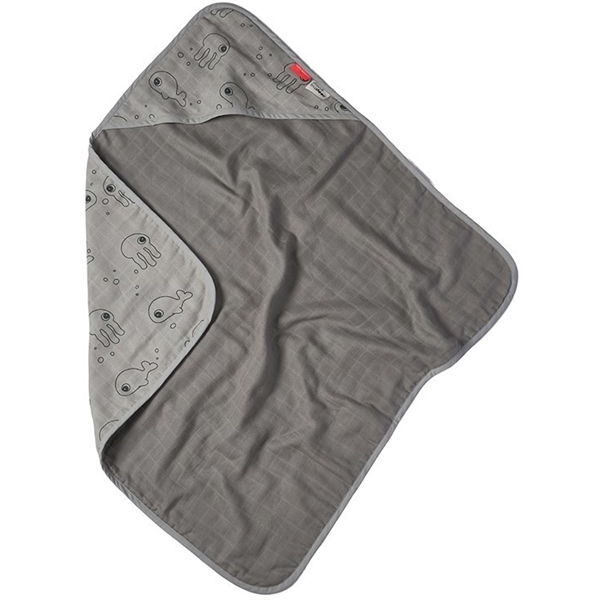 Done By Deer Hooded Towel Sea Friends Grey (Billede 1 af 2)