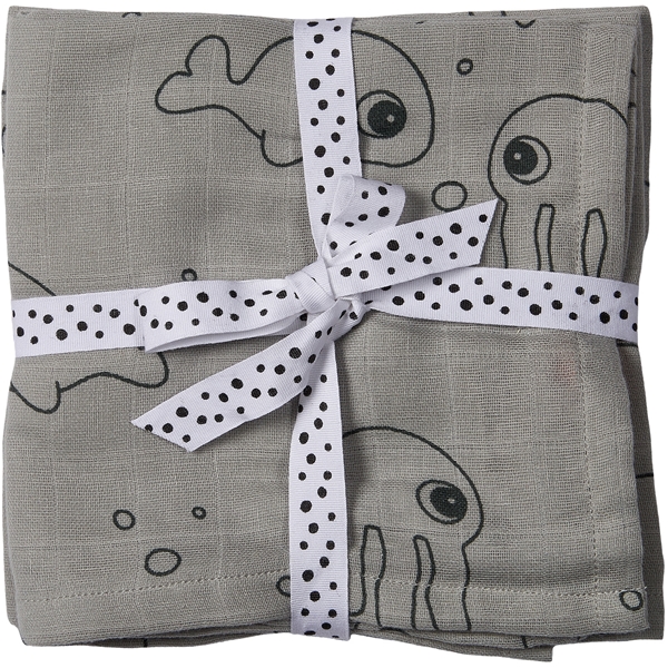 Done By Deer Burp Cloth 2-P Grey Sea Friends (Billede 1 af 2)