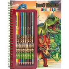 Dino World Malebog med 8 Farveblyanter