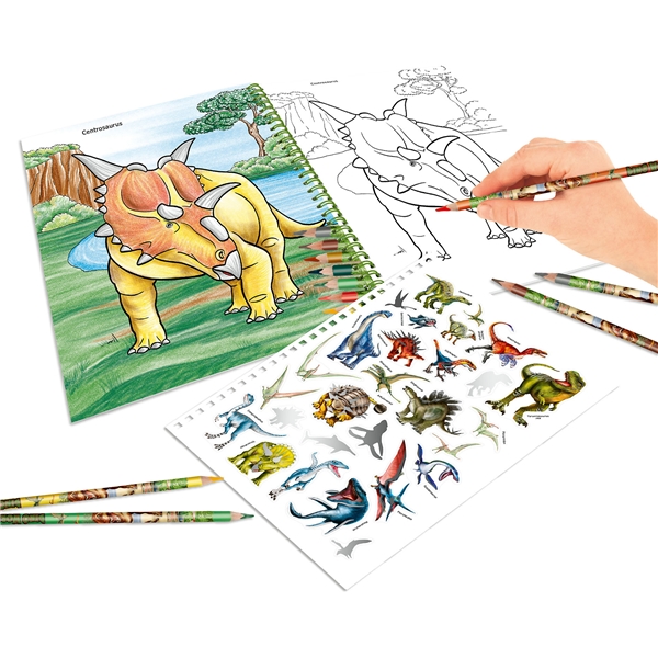Dino World Malebog med 8 Farveblyanter (Billede 2 af 6)