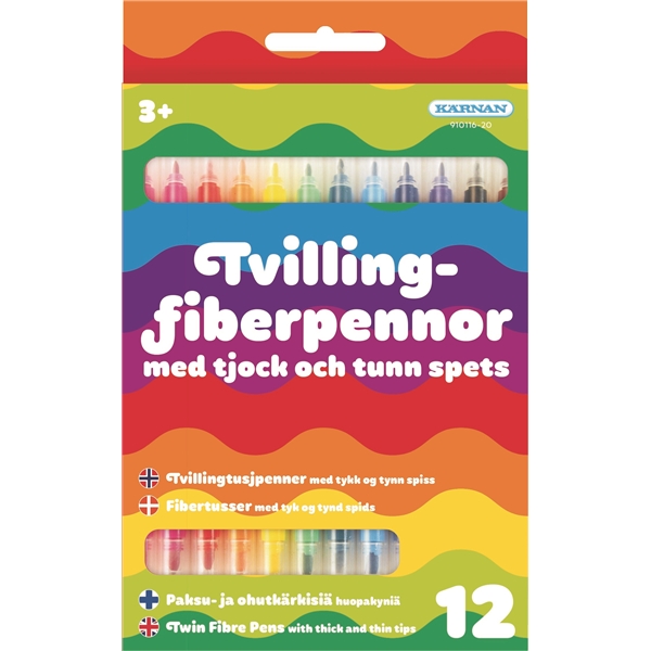 Tvillingefiberpenne 12 stk.