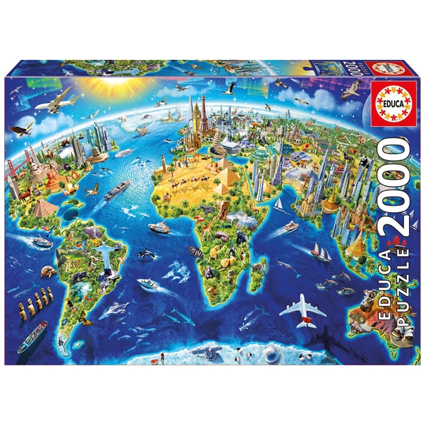 Puslespil 2000 Brikker World Landmarks Globe