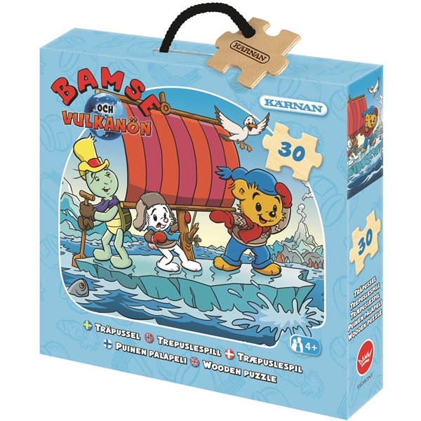 Æskepuslespil i Træ Bamse og Vulkanøen 30 Brikker
