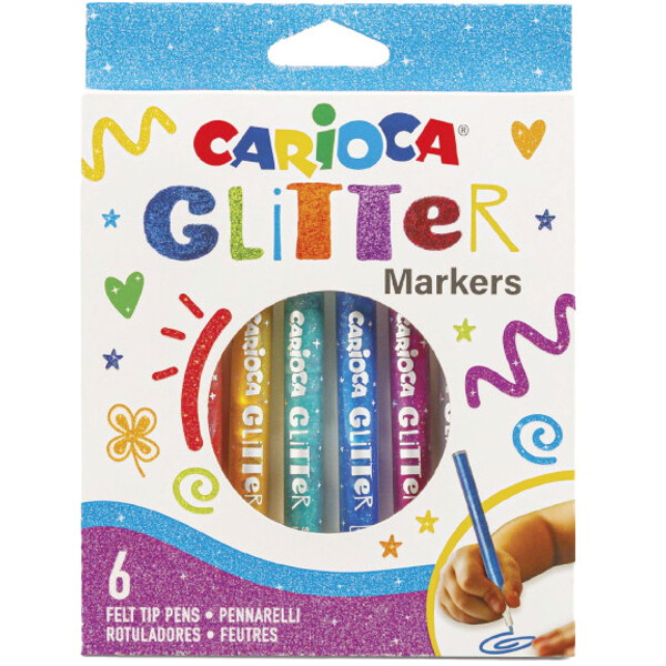 Carioca Glitterpenne 6 stk. (Billede 1 af 3)