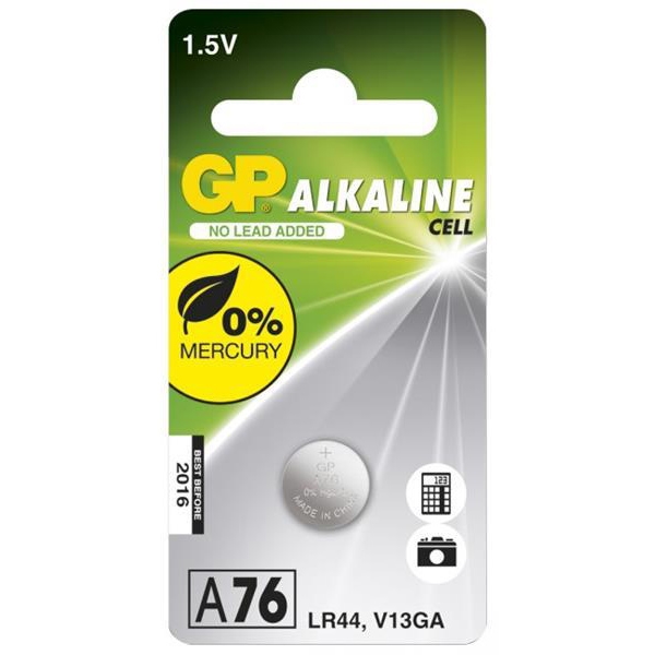 GP Cell Battery, Size LR44, 1.5V, Pakke med 1 stk. (Billede 1 af 2)