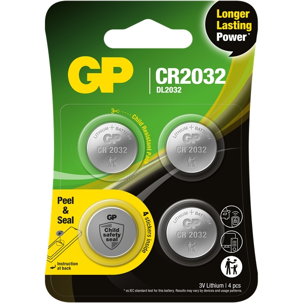 GP Batteri CR2032, Pakke med 4 stk. (Billede 1 af 2)