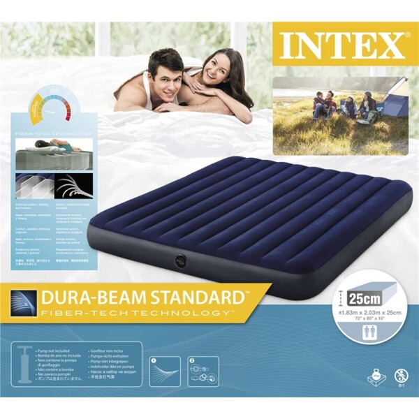 Intex Klassisk Downy Luftmadras 183x203x25 cm (Billede 4 af 4)