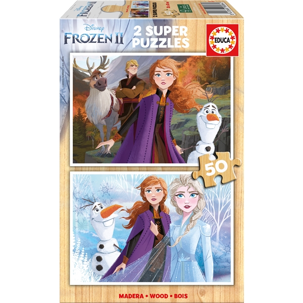 Frozen 2 Puslespil 2 x 50 Brikker Træ